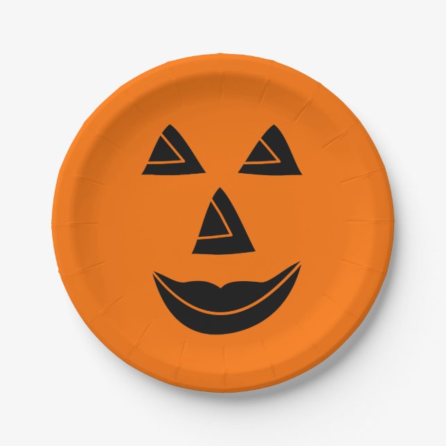 Halloween Pumpkin Face Paper Plates (Front)