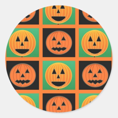 Halloween pumpkin face pattern classic round sticker