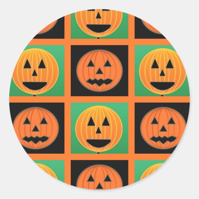 Halloween pumpkin face pattern classic round sticker (Front)