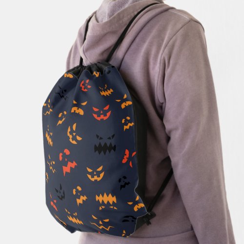 Halloween Pumpkin Face Pattern Drawstring Bag