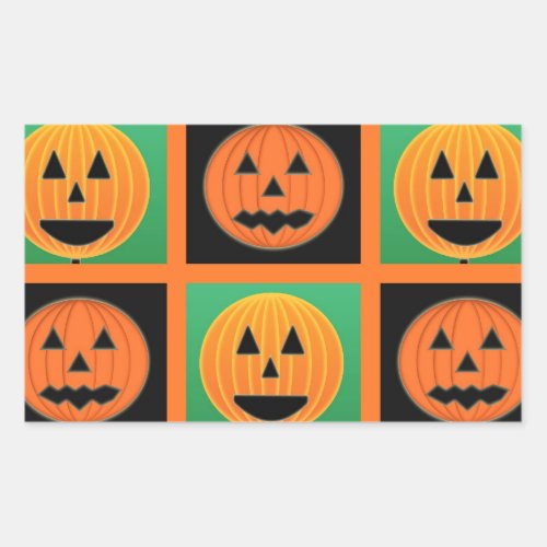 Halloween pumpkin face pattern rectangular sticker