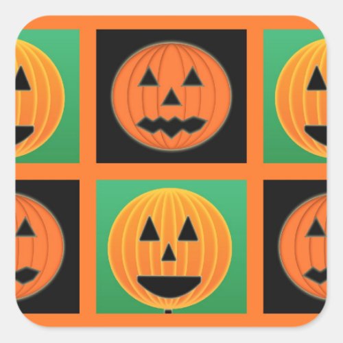 Halloween pumpkin face pattern square sticker