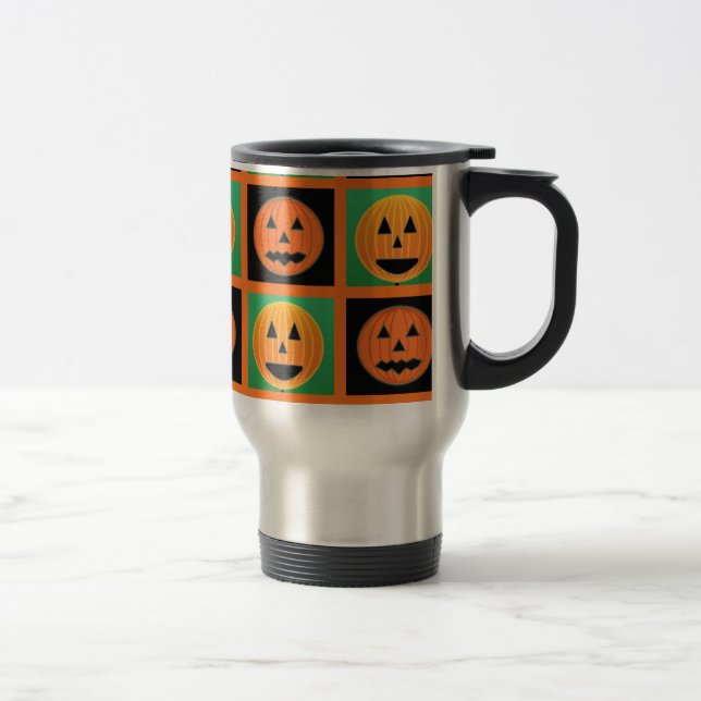 Halloween pumpkin face pattern travel mug (Right)