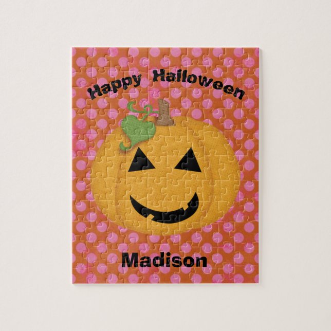 Halloween Pumpkin Face Personalized Kids Puzzle (Vertical)