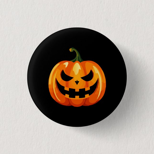 Halloween Pumpkin Face Scary Button (Front)