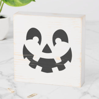 Halloween Pumpkin Face Shape Silhouette Wooden Box Sign