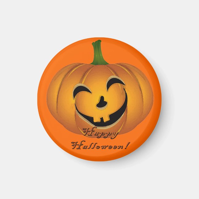Halloween Pumpkin Face Vintage Magnet (Front)