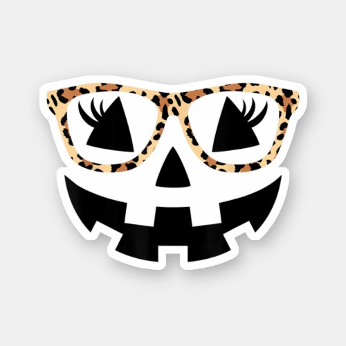 Halloween Pumpkin Face With Leopard Glasses  Sticker