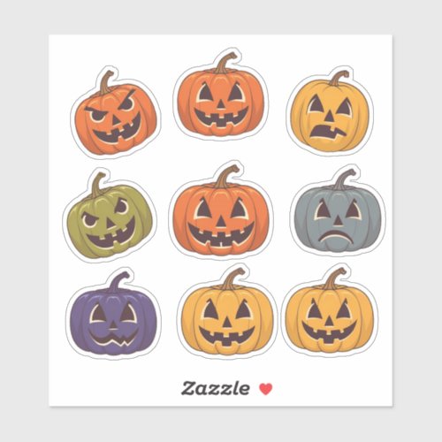 Halloween Pumpkin Faces Scrapbook Sticker Sheet