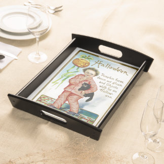 Hallowe'en Pumpkin Faces Serving Tray