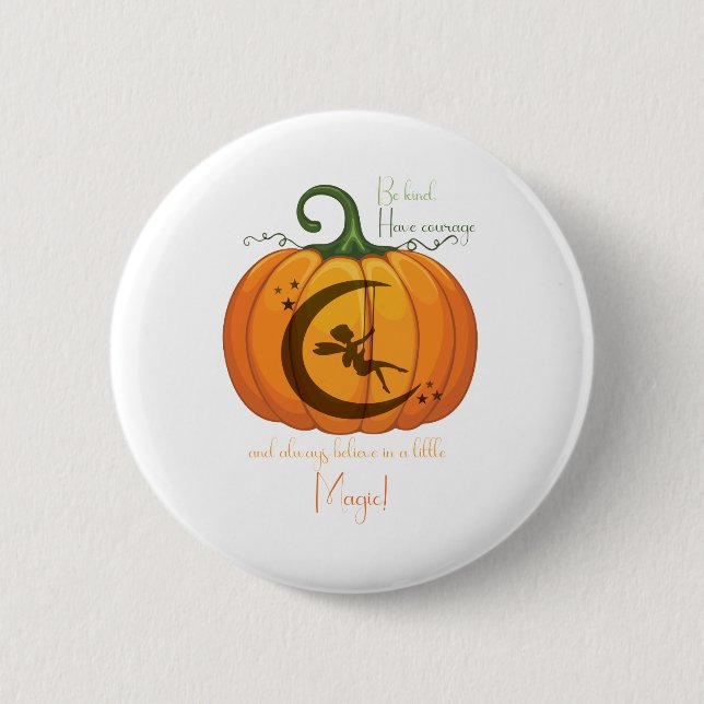 Halloween Pumpkin Fairy design Button (Front)