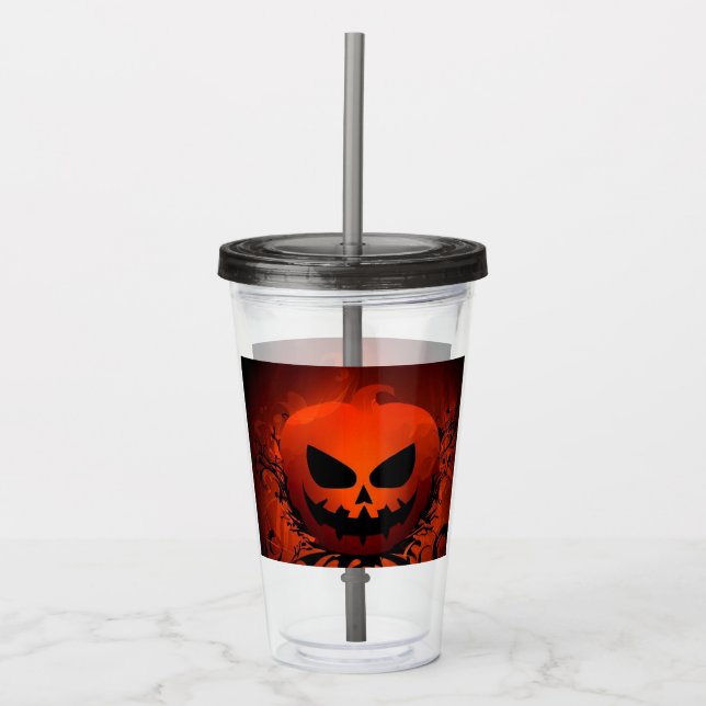 Halloween/Pumpkin/fall/autumn Acrylic Tumbler (Front)