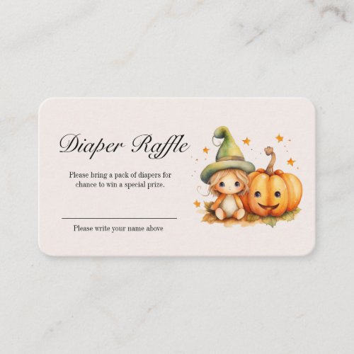 Halloween Pumpkin Fall Baby Diaper Raffle Enclosure Card