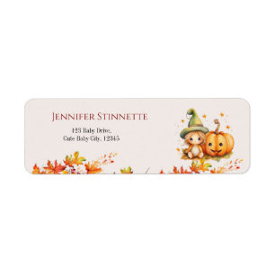 Halloween Pumpkin Fall Baby Shower Return Address Label