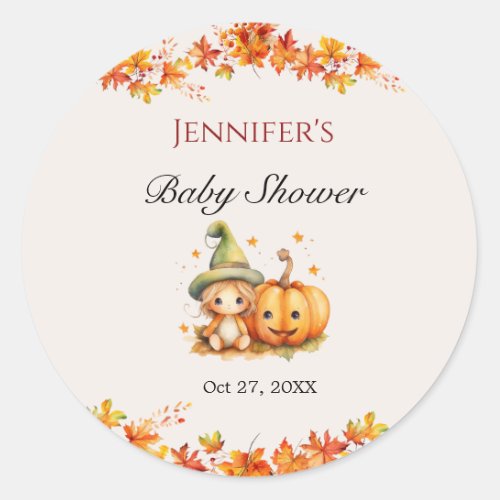 Halloween Pumpkin Fall Thanksgiving Baby Shower  Classic Round Sticker