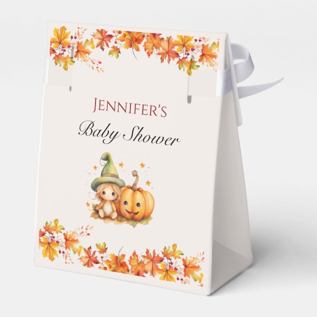 Halloween Pumpkin Fall Thanksgiving Baby Shower Favor Boxes (Back Side)