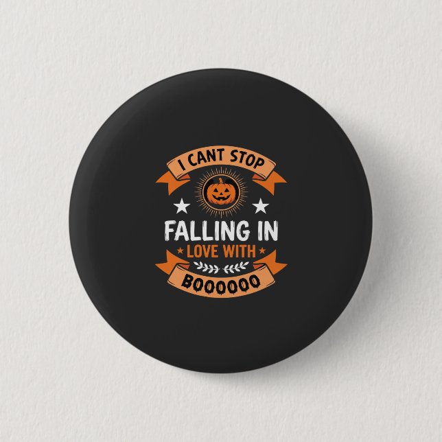 Halloween Pumpkin Falling In Love Button (Front)