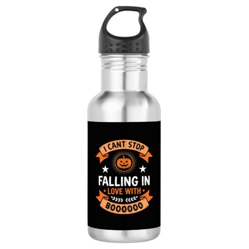 Halloween Pumpkin Falling In Love Stainless Steel Water Bottle