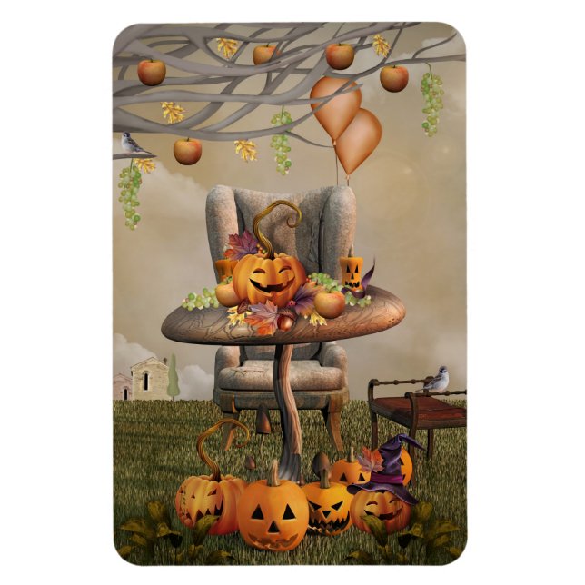 Halloween Pumpkin Feast Fantasy Art Magnet (Vertical)