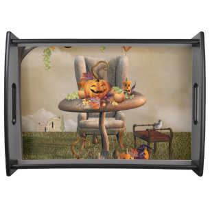 Halloween Pumpkin Feast Fantasy Art Serving Tray