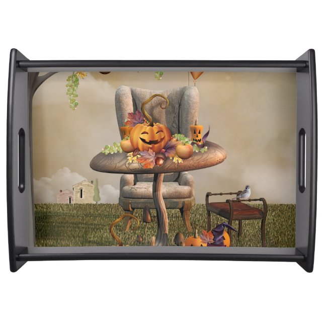 Halloween Pumpkin Feast Fantasy Art Serving Tray (Front)