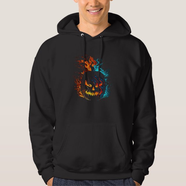 Halloween Pumpkin Flames Flame Pumpkin Halloween C Hoodie (Front)