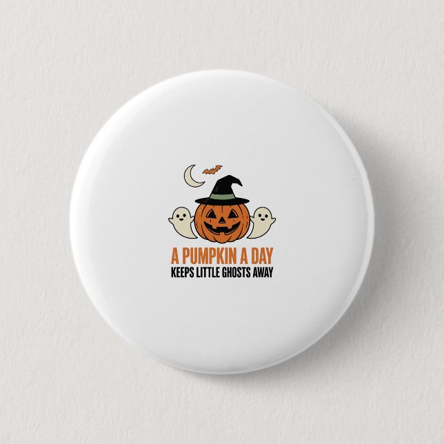 Halloween Pumpkin Funny Ghost Vintage Quote_1 Button (Front)