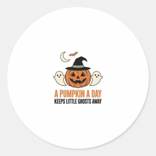 Halloween Pumpkin Funny Ghost Vintage Quote_1 Classic Round Sticker