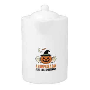 Halloween Pumpkin Funny Ghost Vintage Quote_1 Teapot