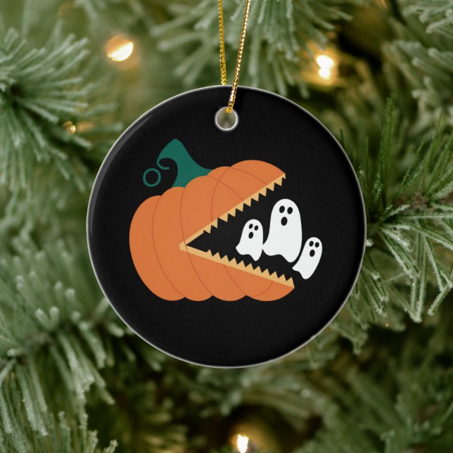 Halloween Pumpkin Funny Ghosts Boys Kids  Ceramic Ornament (Tree)
