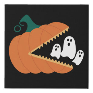 Halloween Pumpkin Funny Ghosts Boys Kids Faux Canvas Print