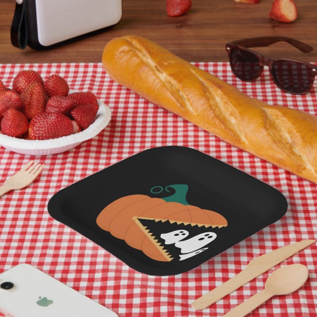 Halloween Pumpkin Funny Ghosts Boys Kids  Paper Plates (Picnic)