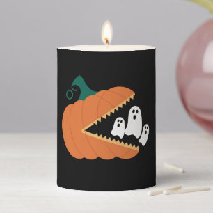 Halloween Pumpkin Funny Ghosts Boys Kids Pillar Candle