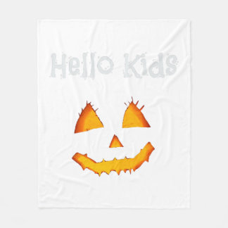 Halloween Pumpkin Funny Hello Kids Fleece Blanket
