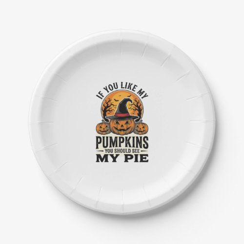 Halloween Pumpkin Funny Vintage Pie Quote_1 Paper Plates