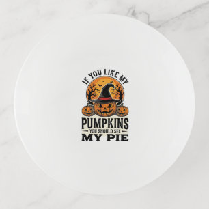 Halloween Pumpkin Funny Vintage Pie Quote_1 Trinket Tray