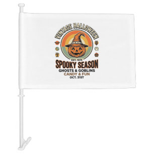 Halloween Pumpkin Funny Vintage Witch Hat_1 Car Flag