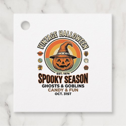 Halloween Pumpkin Funny Vintage Witch Hat_1 Favor Tags