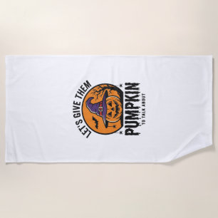 Halloween Pumpkin Funny Witch Hat Spooky Retro_1 Beach Towel