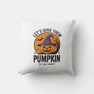 Halloween Pumpkin Funny Witch Hat Spooky Retro_1 Throw Pillow