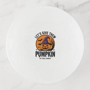 Halloween Pumpkin Funny Witch Hat Spooky Retro_1 Trinket Tray