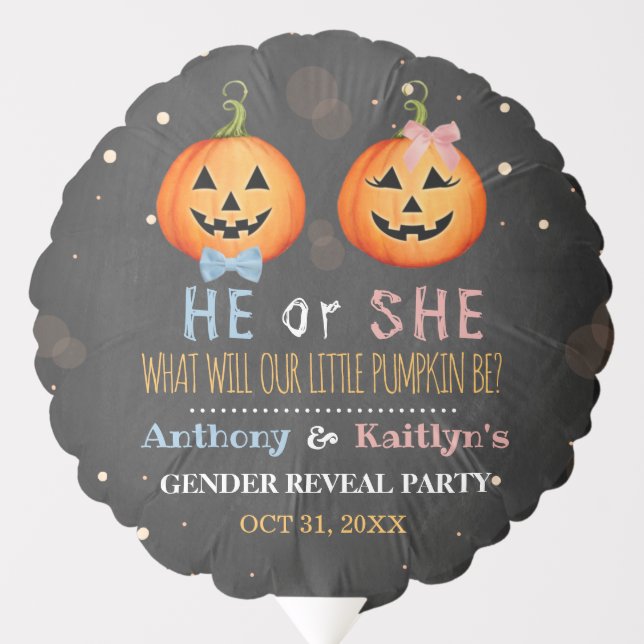 Halloween Pumpkin Gender Reveal Party Balloon (Front)