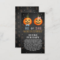 Halloween Pumpkin Gender Reveal Party Book Request Enclosure Card