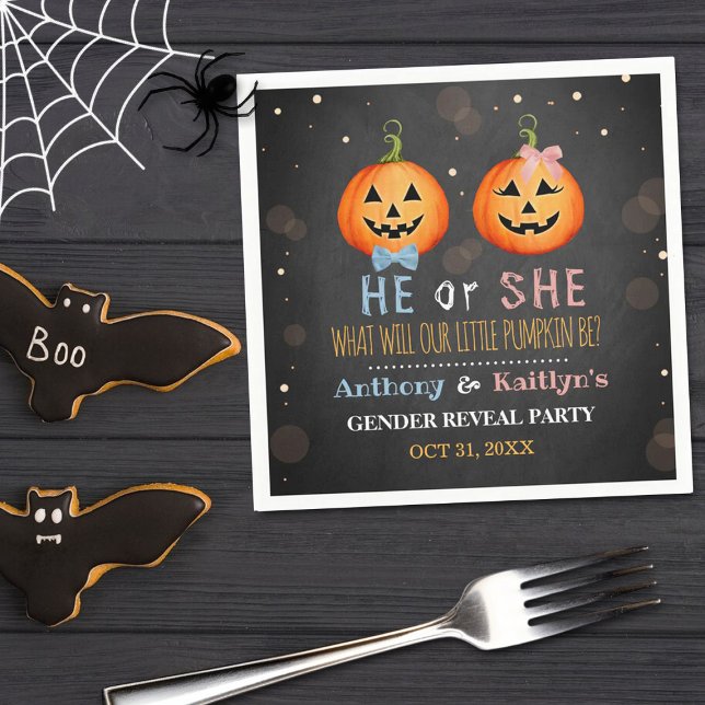 Halloween Pumpkin Gender Reveal Party Napkins (Creator Uploaded)