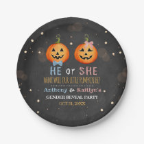 Halloween Pumpkin Gender Reveal Party Paper Plates