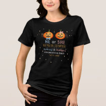 Halloween Pumpkin Gender Reveal Party Tri-Blend Shirt