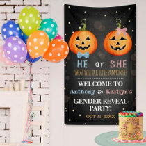 Halloween Pumpkin Gender Reveal Party Welcome Banner