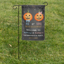 Halloween Pumpkin Gender Reveal Party Welcome Garden Flag