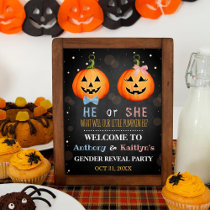 Halloween Pumpkin Gender Reveal Party Welcome Poster