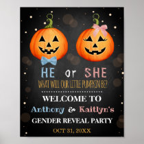 Halloween Pumpkin Gender Reveal Party Welcome Poster